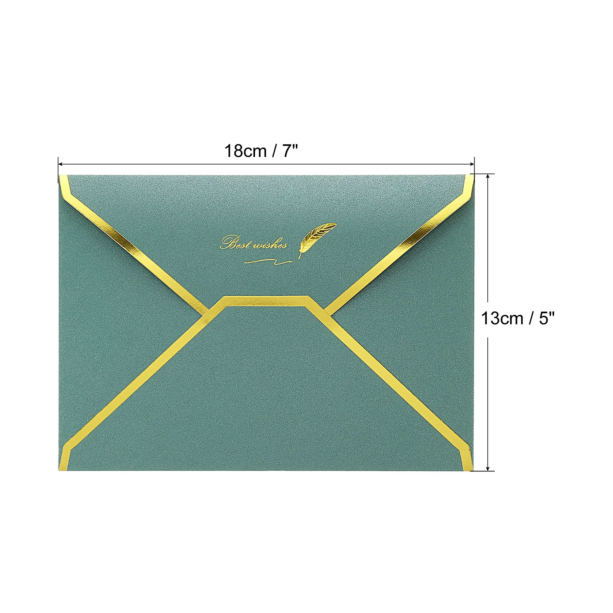 Mailing Envelopes 20Pcs V Flap Envelopes 7 x 5" Pearl-coated Paper Luxury Style Gold Border Greeting Card Envelope for Wedding Party Invitation