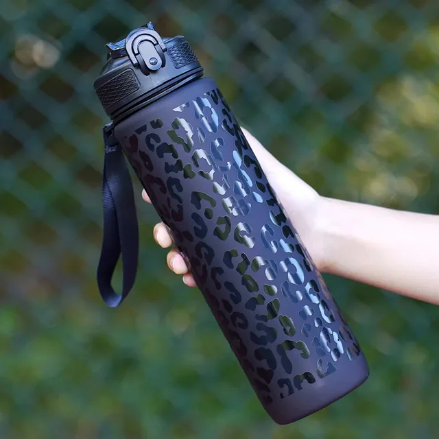 1 Liter Large Capacity Leopard print Plastic Cup Leak Proof Sports Water Bottle Drink items Outdoor Travel Portable Gym Bottle 4