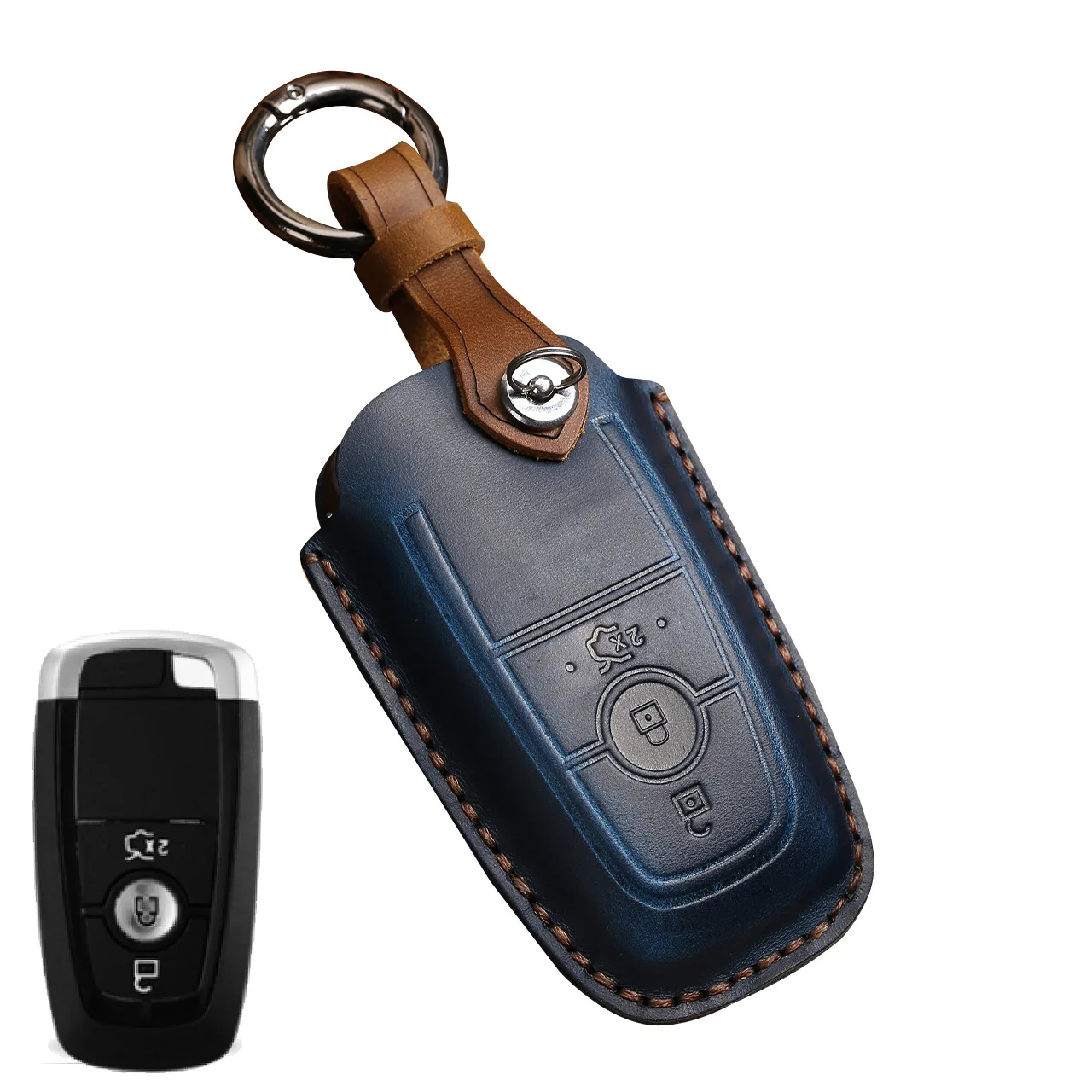Premium Leather Car Key Case Cover & Keychain Holder