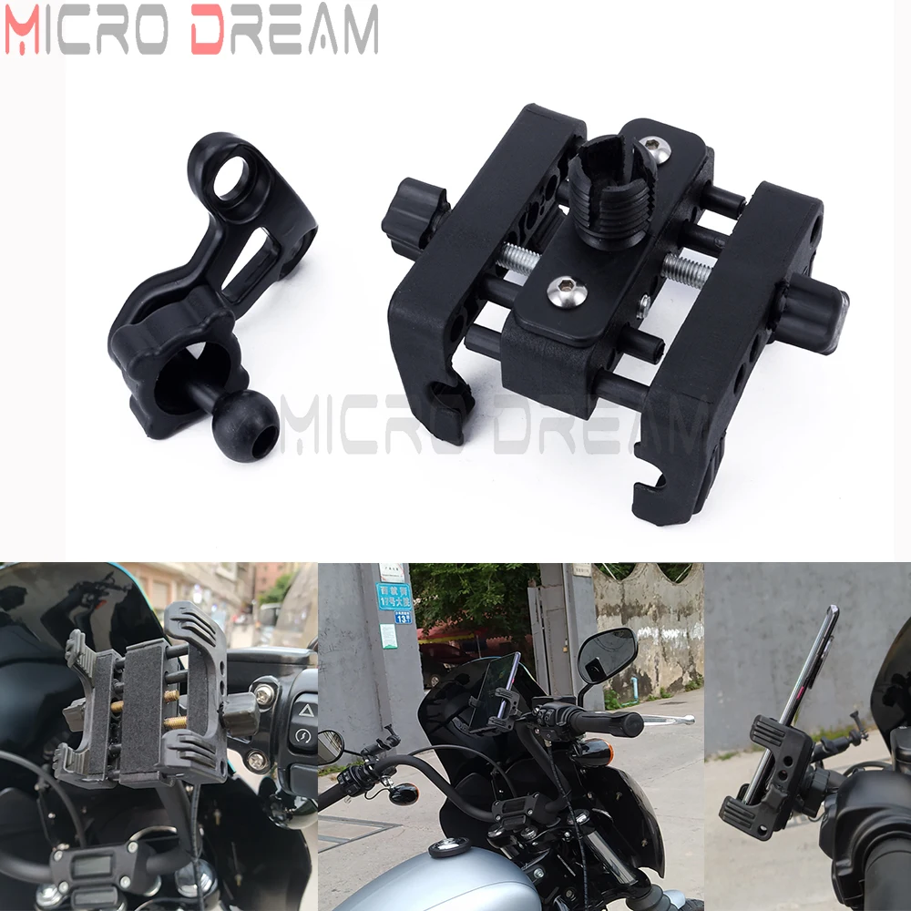 Motorcycle Bicycle Handlebar Phone Carrier Mount Set For Harley Sportster Dyna 