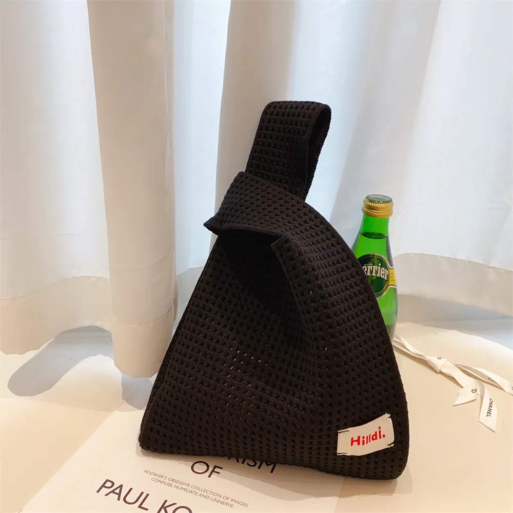 Summer Beach Y2K Solid Colorful Handbag Waffle Knit Small Tote Hollow Out Simple Minimalist Street Style Bag Trend Wholesale