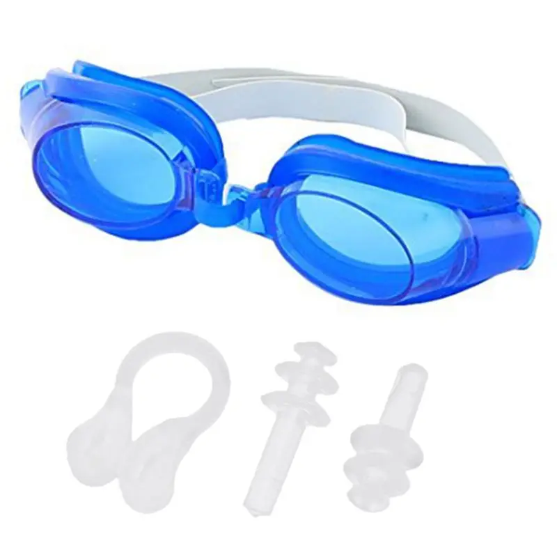 Swimming Goggles for Adult Antifog Waterproof With Nose Cover Ear Plugs