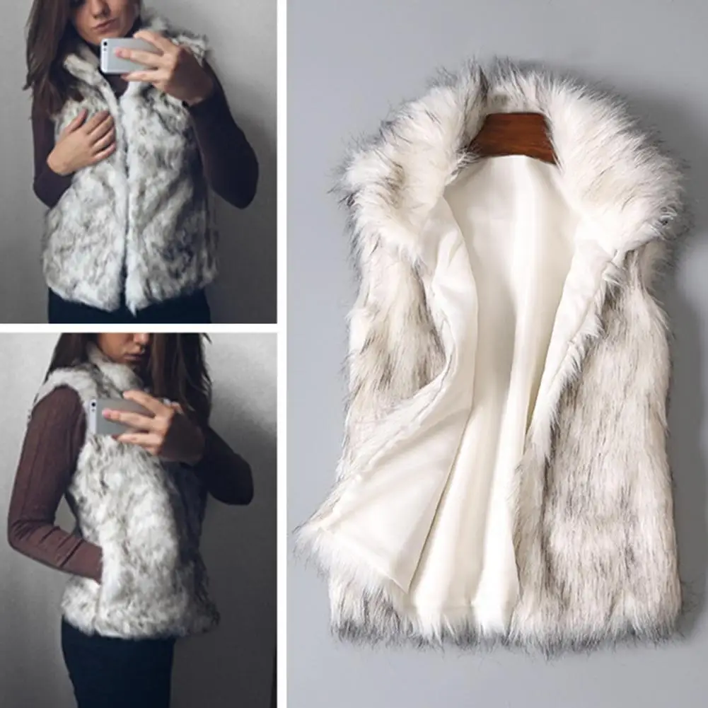 Faux Fur Vest Women Plus Size Furry Short Faux Fur Vests Coat Fur Gilet Fourrure Autumn Winter Overcoat Куртка Зимняя Женская