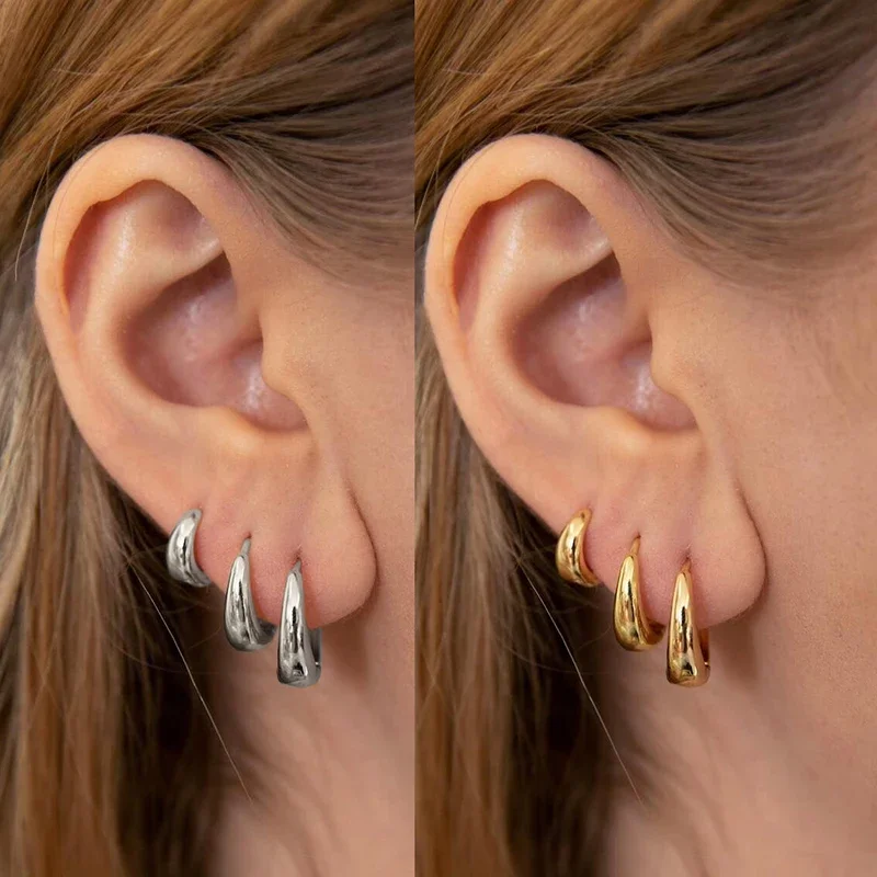 

6Pcs/set Stainless Steel Minimalist Huggie Hoop Earrings for Women Simple Metal Circle Small Earrings Punk Unisex Rock Jewelry