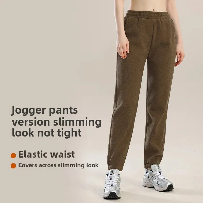 Thickened Fleece Lined Sports Pants Casual Autumn Winter Warm Trousers Small Size Adjustable Waistband Skateboard Long Pants
