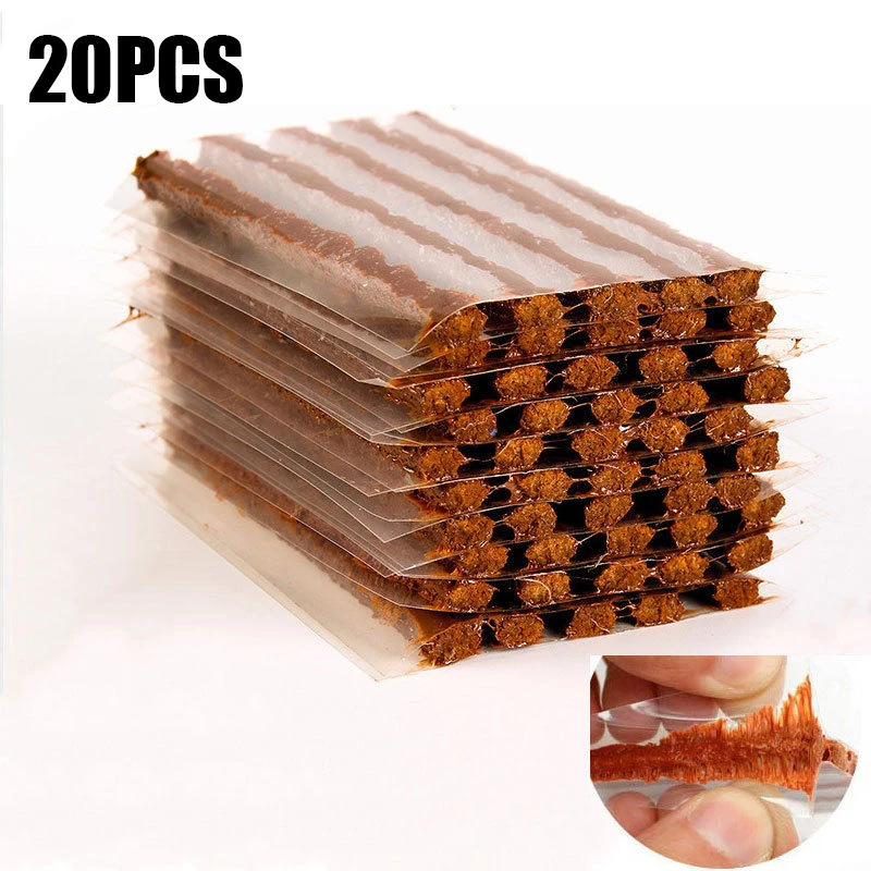 

20pcs Self Car Tubeless Tire Seals Repair Strips Stiring Glue For Tyre Plug Puncture Auto Motorcycle Tyre Repair Rubber Strip