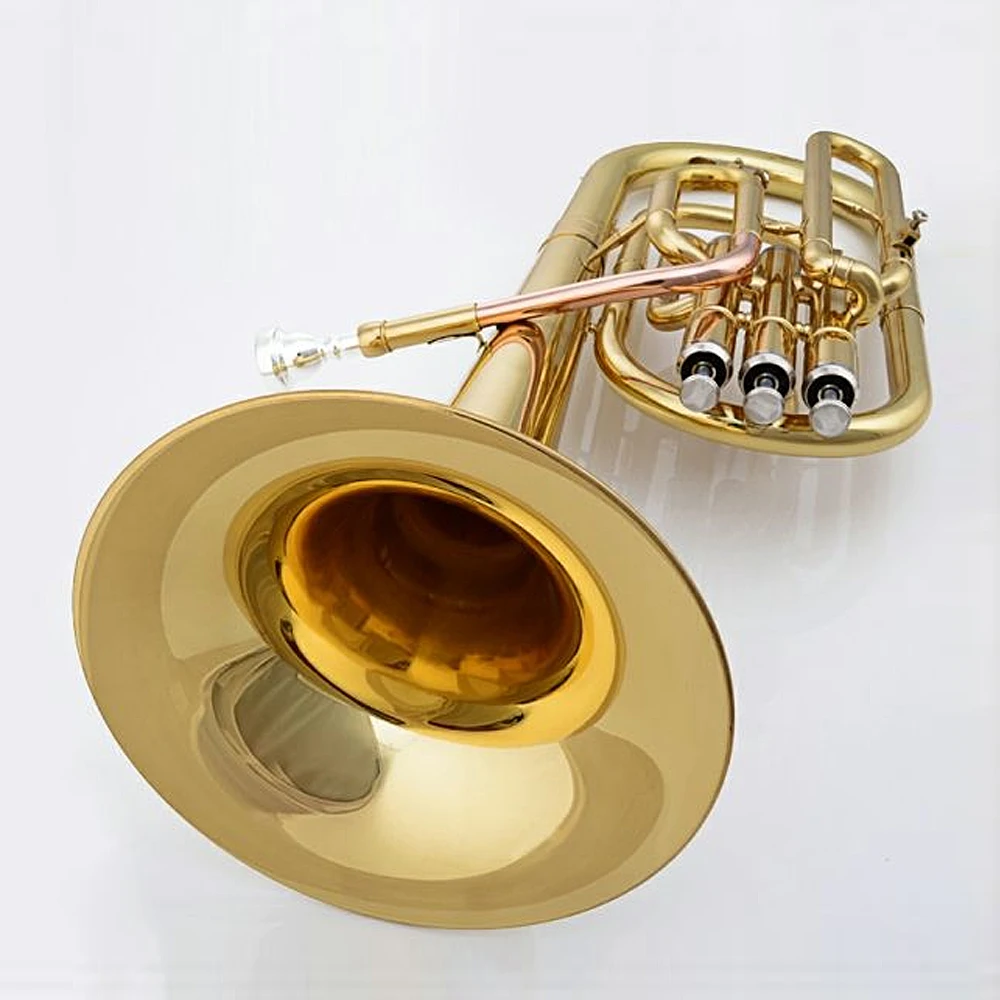 Alto Trumpet Eflat Brass Lacquered Gold Alto horn 3 Vertical Key Professional EB Horn Beginner Band Horn