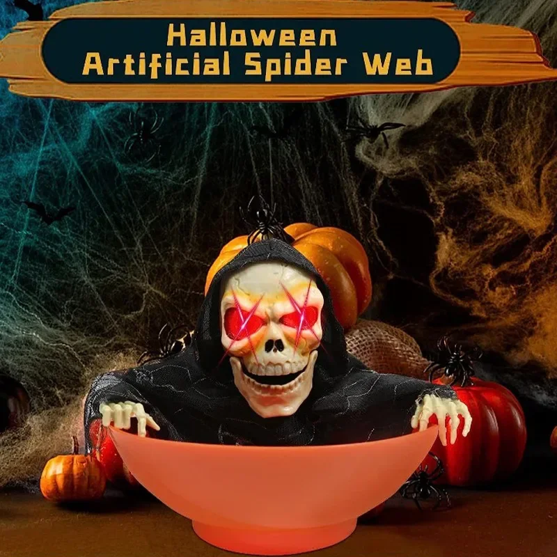 Halloween Candy Bowl - Electric Fruit Plate Ghost Party Layout Props | Halloween Animatronics for Home, Party, Haunted House