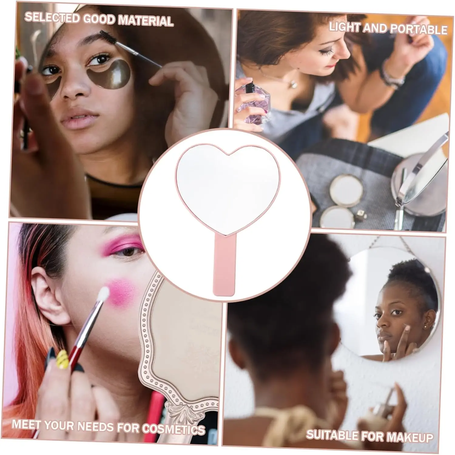 Makeup Mirror Hand Holding Mirror 1 Pcs Handheld Heart-shaped Eyelash Inspection Mirror