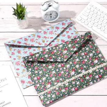 Cute Elegant Little Floral Flowers feltro tessuto di cotone cartella di File A4 borsa per documenti di grande capacità borsa Organizer per cartelle di archiviazione