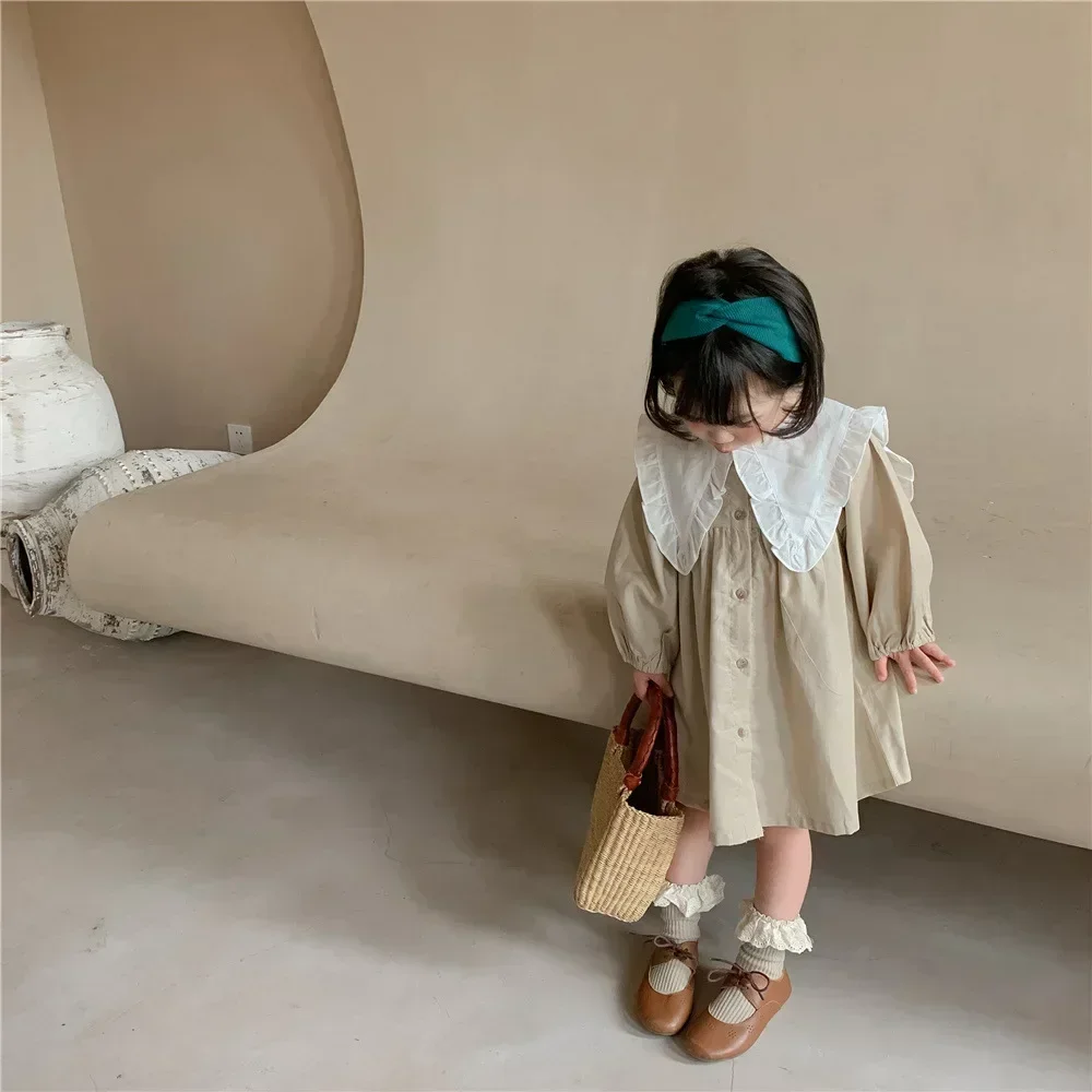 Girls Clothes Casual Dress Spring Autumn Korean Cotton Linen Girls Princess Plaid Dress 2pcs girls dress princess costume