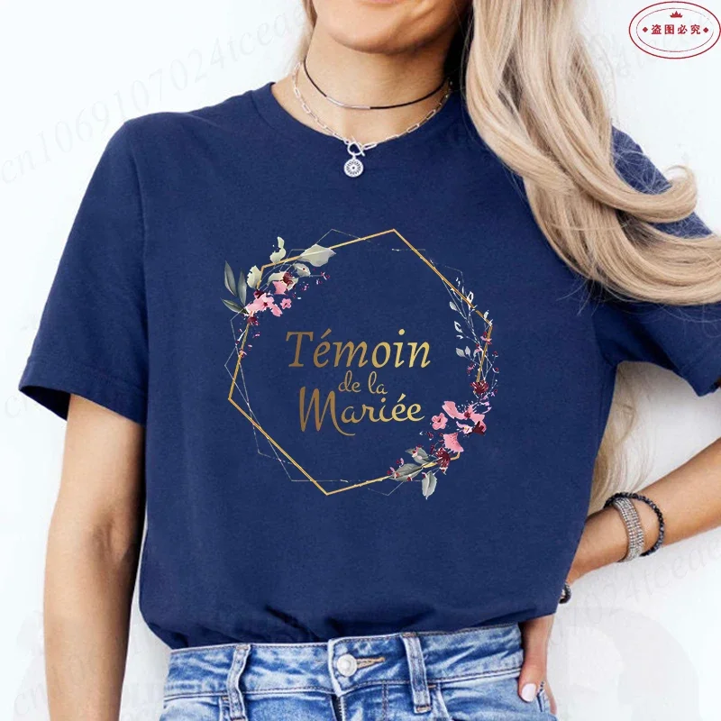 French Girls Team Future Bride T-shirt Wreath Graphic Tees Bridal Wedding Tops Single Farewell Bachelorette Party EVJF Tshirt 3