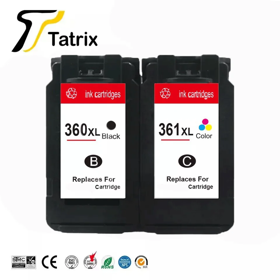 Tatrix BC360 BC361 BC360XL BC361XL Remanufactured Ink Cartridge for canon  Pixma IP2850 MX495 MG2950 MG2550 MG2450 Printer