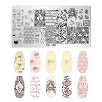 1 Piece Wedding Nail Art Stamping Plates Hearts Rose Flowers Design Valentine's Day Nail Art Design Nail Templates 1