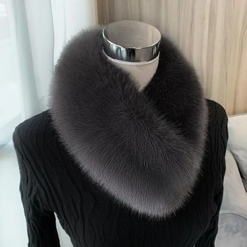 Solid Color Wide Scarf Wrap Warm Clip Buckle Winter Scarf Women Faux Fur Scarf Neck Warmer Fashion Accessories