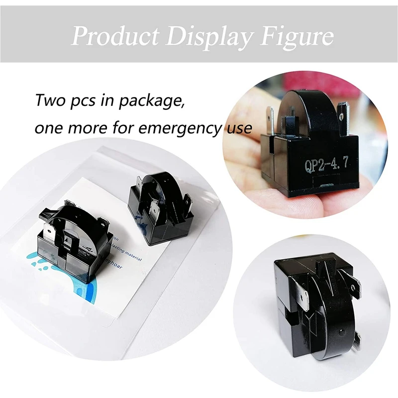 Replacement Part 3 Pin QP2-4.7/ QP2-4R7 4.7 Ohm Refrigerator PTC Start/Starter Relay for Most Mini Fridges and Coolers