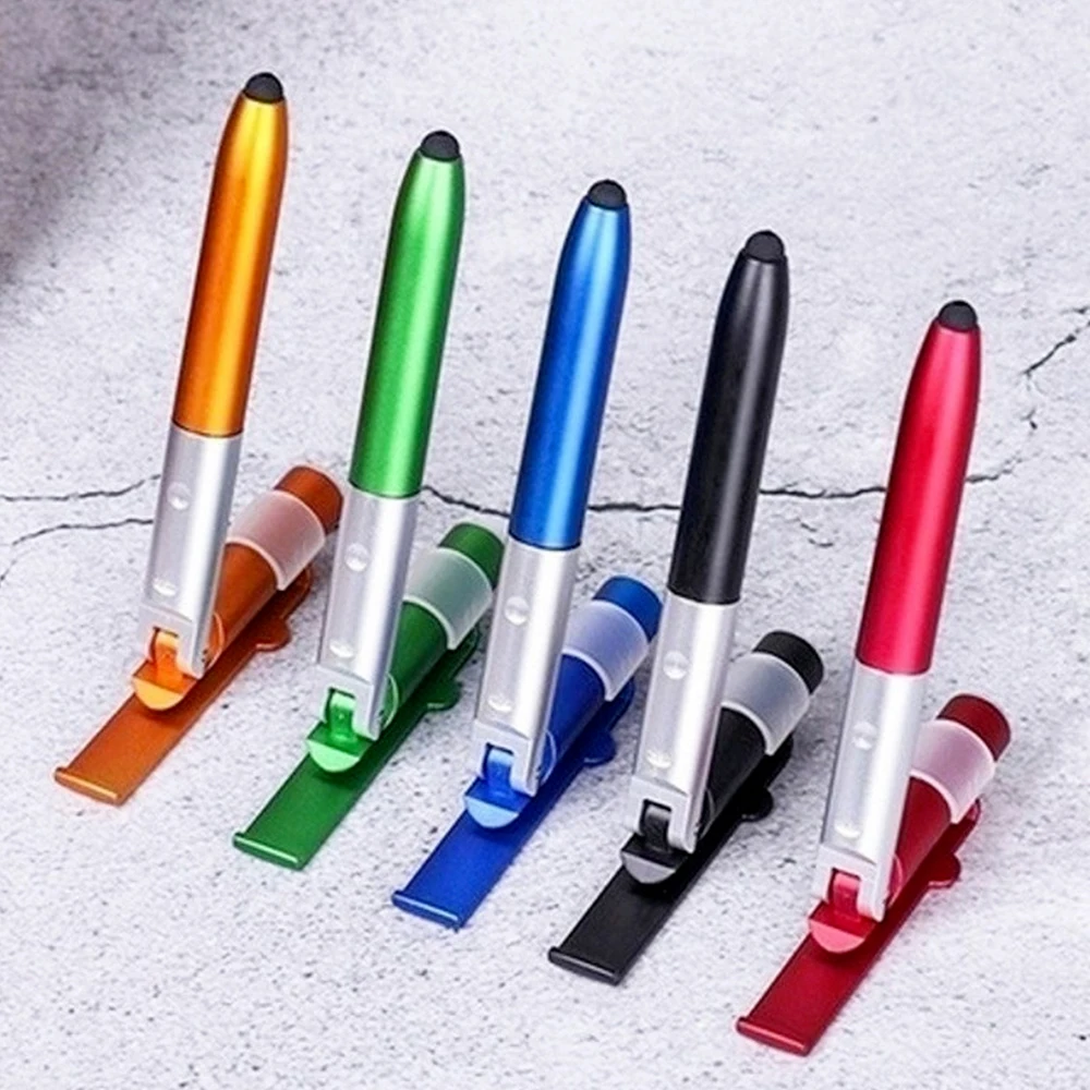 Multifunction Pen Ballpoint Pen with LED Light Multifunction Folding Stand for Phone Holder Night Reading Stationery Pen for Office School Student
