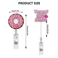 Acrylic Glitter Baby Uterus Donut Retractable Badge Reel Rotating Crocodile Clip ID Badge Holder for Doctor Nurse 2