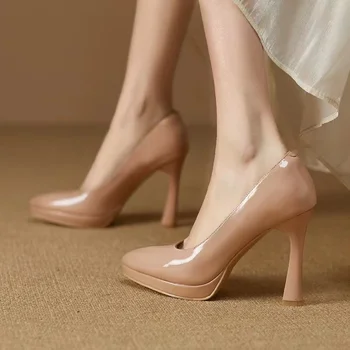 وأشار اصبع القدم الكعب العالي مع منصة للماء الكفة ، أحذية العمل ، مأدبة الموضة ، نمط جديد ، الربيع والخريف 4