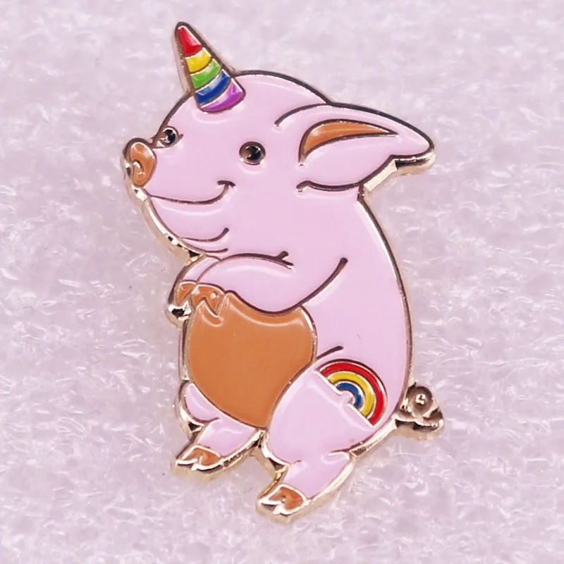 Милая мультяшная свинья значок в стиле паутины Шарлотты Радуга Единорог  свинья брошь смешные подарки для детей | AliExpress