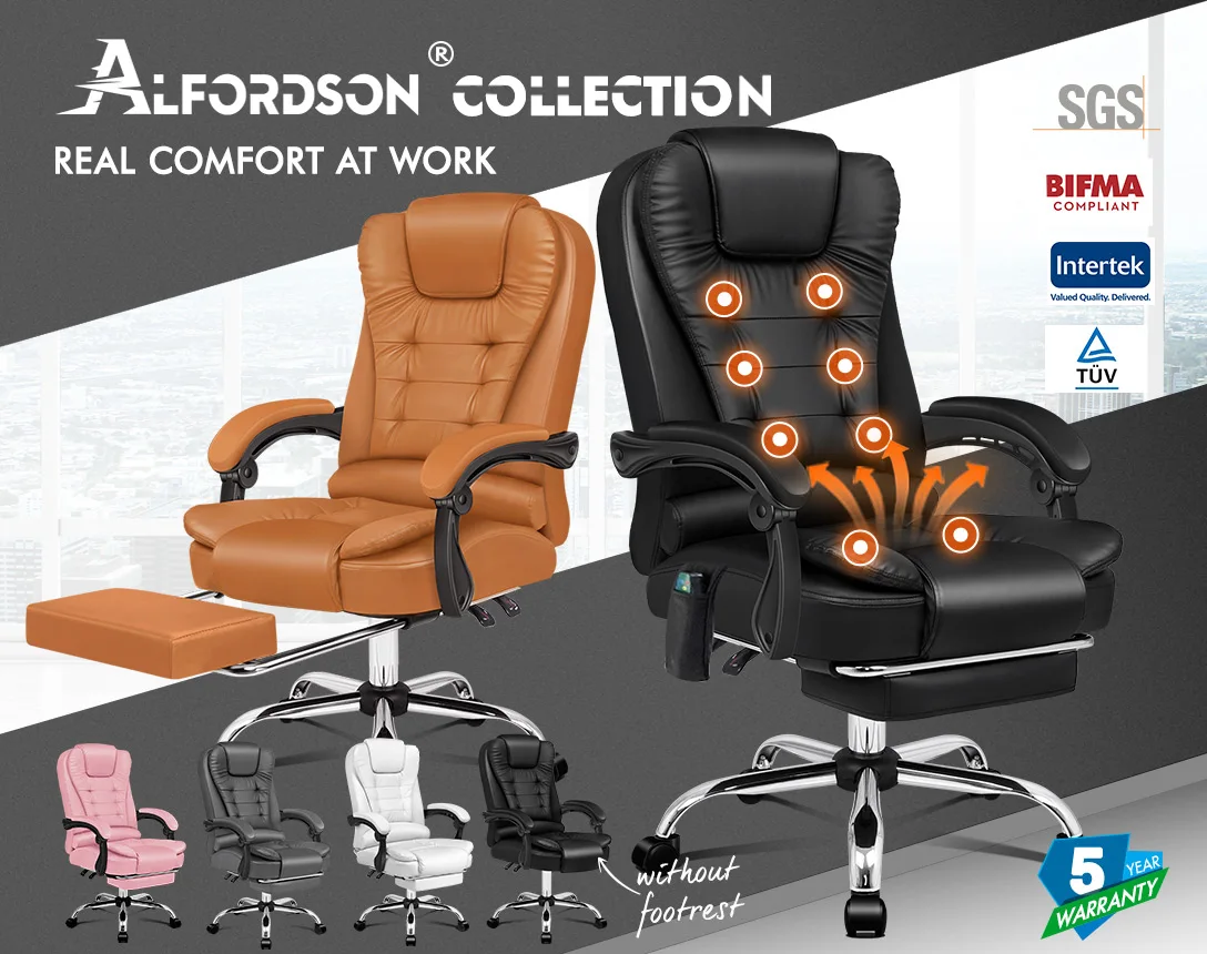 ALFORDSON Office Chair Gaming Executive Computer Footrest PU