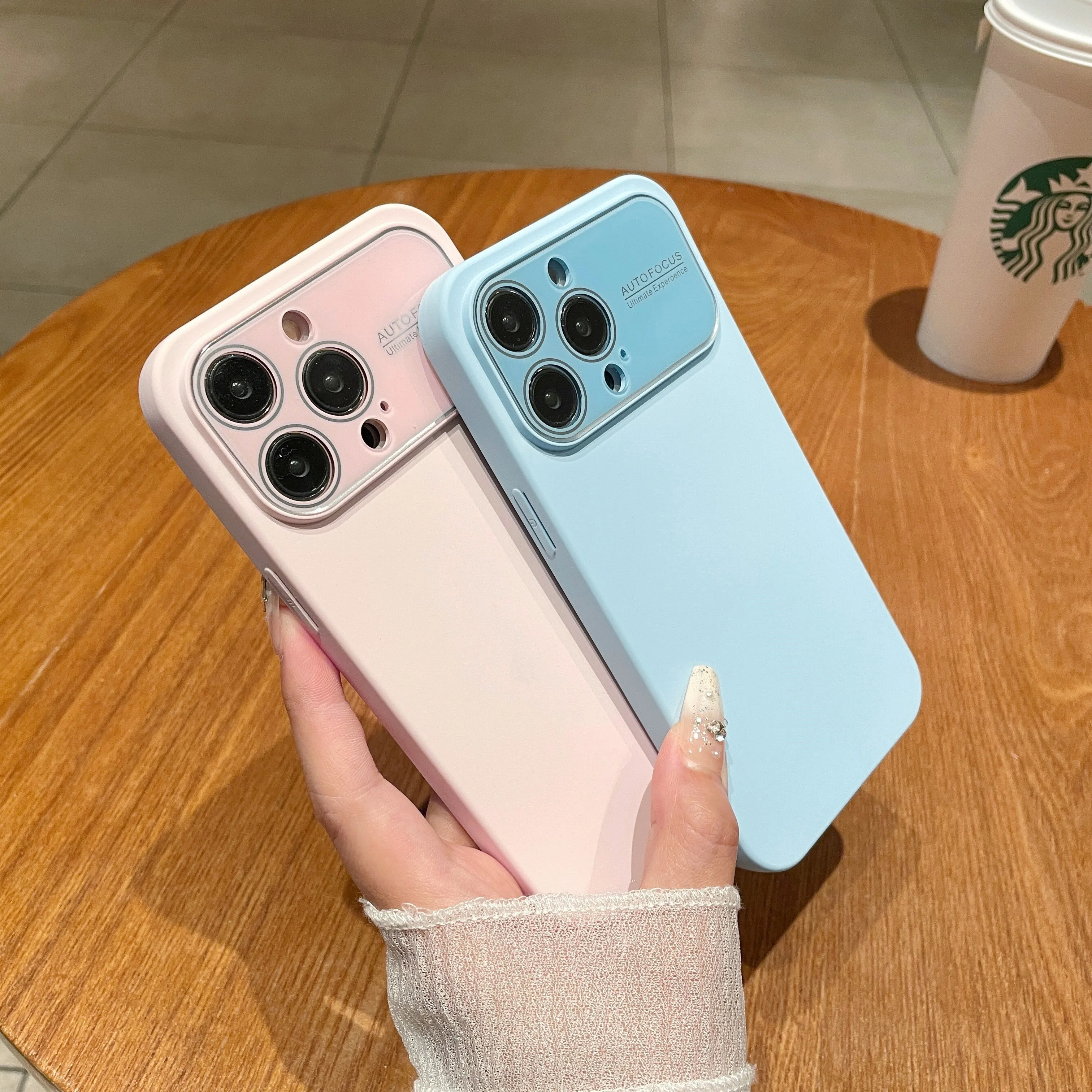 

Liquid Silicone Phone Case For iPhone 15 14 13 12Pro Max 15 14Plus Tempered Glass Big Window Lens Film Shockproof Cover