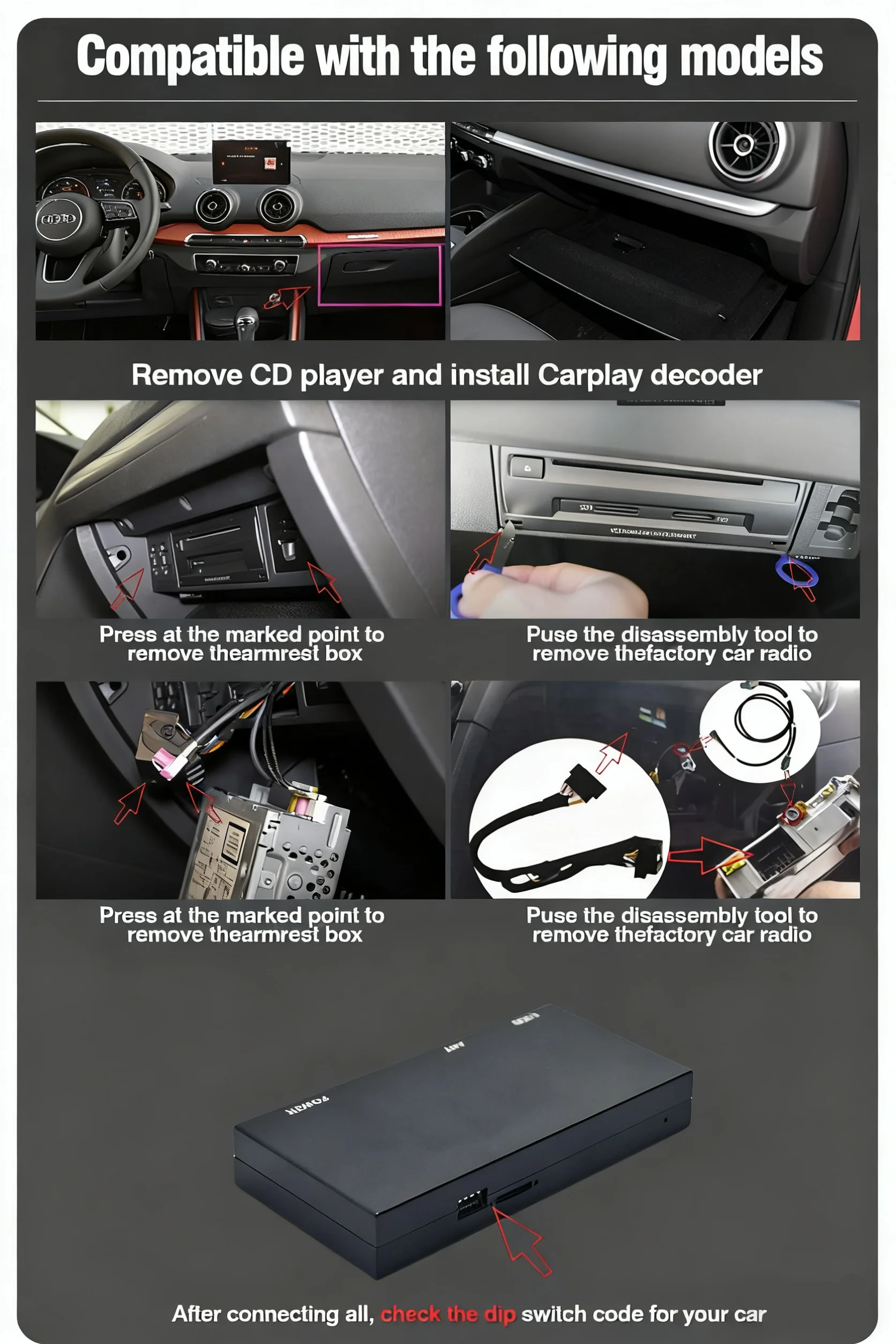 AUTOTOP Wireless Carplay Android Auto Retrofit Kit für A3 2014-2018 A4 A5 B9 Q2 Q5 Q7 2017-2018 AirPlay MirrorLink Bluetooth GPS – Detail 2