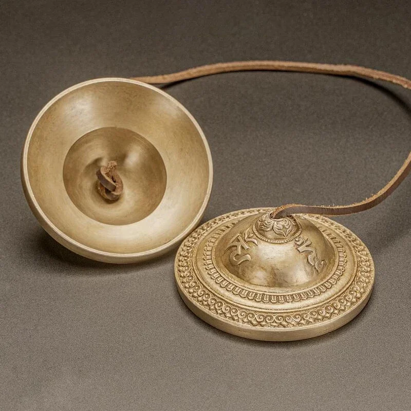 Hand Bell Large Brass Tinkle Bell Nepalese Handmade Cymbal Tibetan Bells Buddhist Meditation Bells Sound Healing Buddhist Supplies Gifts
