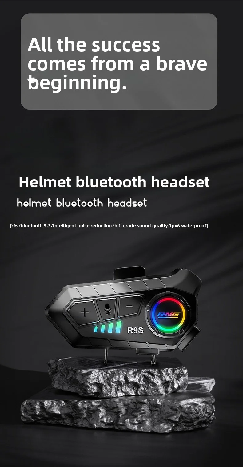 Helmet wireless Bluetooth headset with a range of 500 meters for two-way communi