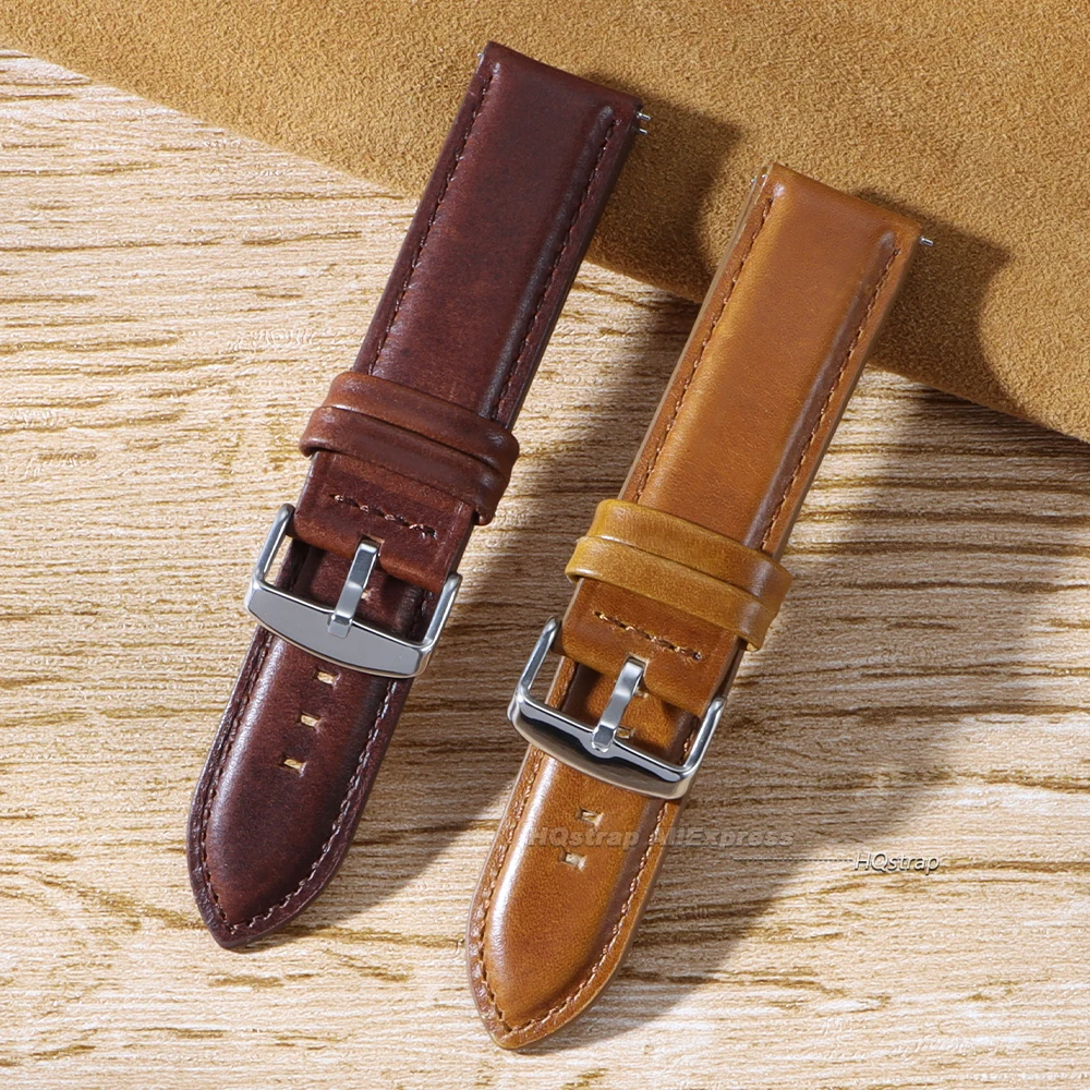 Vintage Cowhide Leather Watch Strap - Classic Universal Wristband