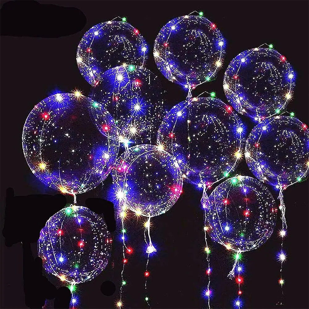 3Pcs LED Light Up Balloons Glow In The Dark Transparent Led Balloons For Weddings Birthdays Valentine's Day Party Festival Decor foil balloons latex balloon birthday balloons party balloon set birthday party decoration set metallic sequin balloons aluminum balloon clear bubble balloon white balloons inflatable balloon