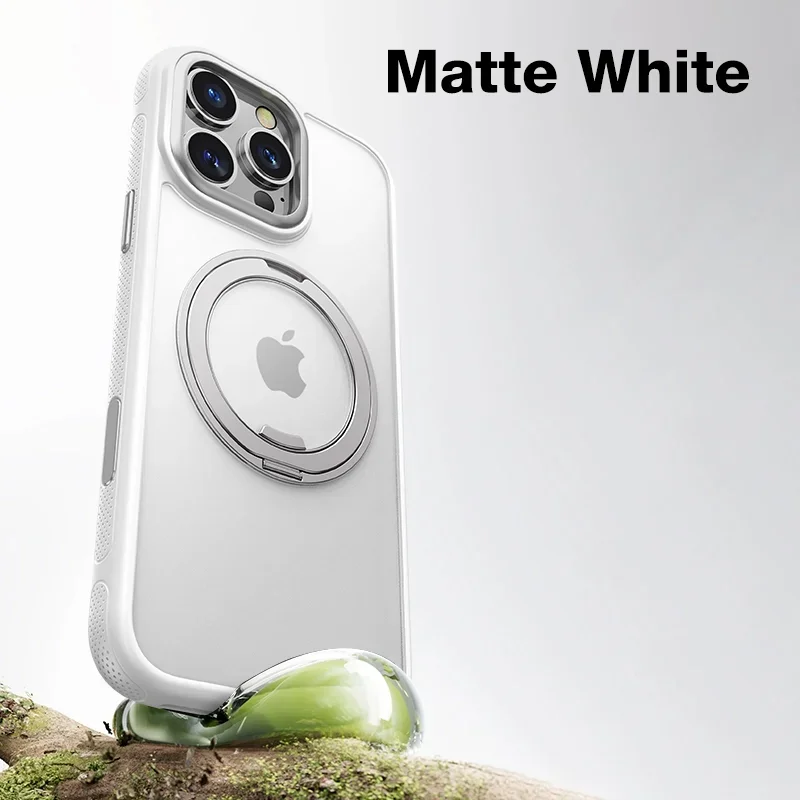 Magnetic Matte Shockproof Phone Case with 360° Rotating Ring Stand