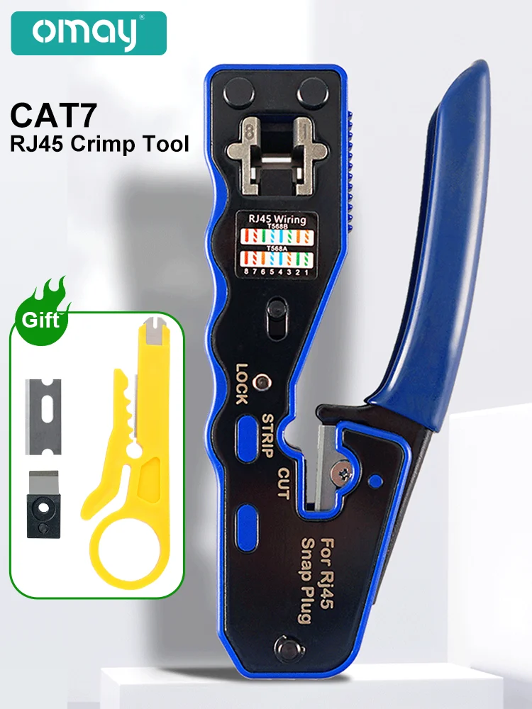 Rede Crimper Ferramentas Cabo Ethernet Stripper Através do Furo Conector Cat5 Alicate Pressionando Braçadeira de Fio Tongs Clip Rj45