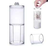 Clear Acrylic Makeup Pads Storage  Box with Lid Cotton Swab Jar Dispenser Cotton Ball Rounds Container Holder Bathroom Organizer 1