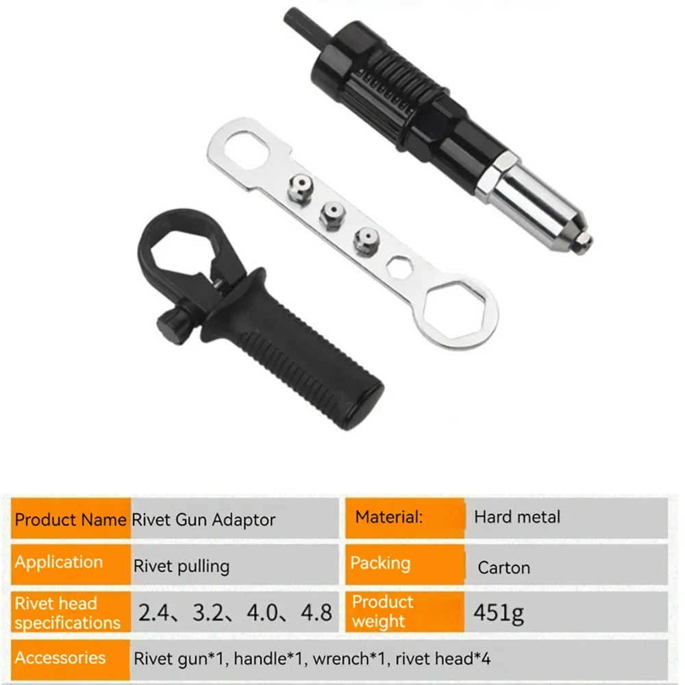 2.4/3.2/4/4.8mm Electric Rivet Gun Battery Riveter Riveting Machine For Cordless Drill Rivet Gun Conversion Head Rivet Nut Tool 4