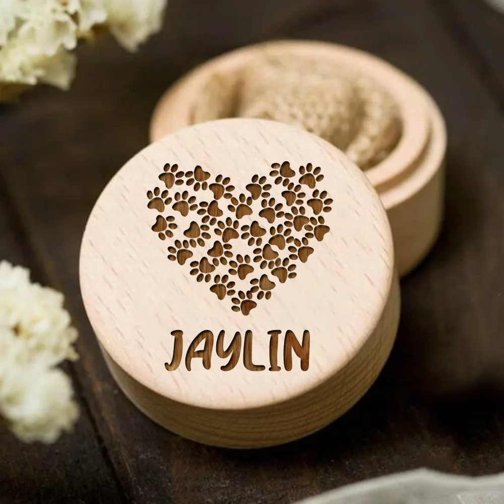 Pet Memory Storage Box Personalized name wooden carving pet hair storage box dog save teeth Memorial Box commemorative gift for family friend