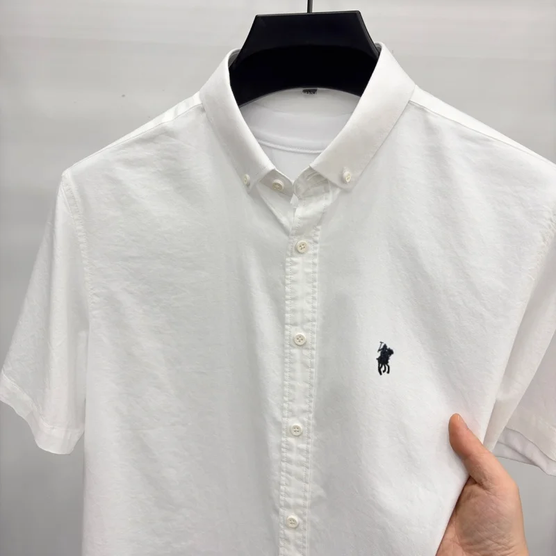 Designer brand short sleeve shirt 100%cotton men's summer high-end pony embroidery fashion golf business casual comfortable top