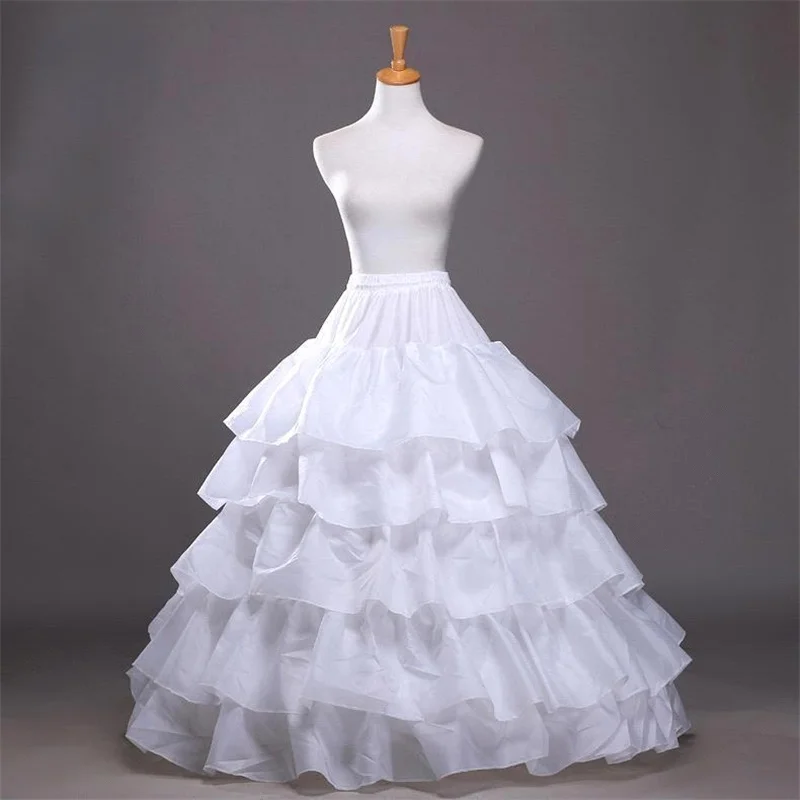 

4 Hoops Ball Gown Petticoats Cheap White Petticoat Crinoline Underskirt Big Ruffle Wedding Accessories Tulle Underskirts