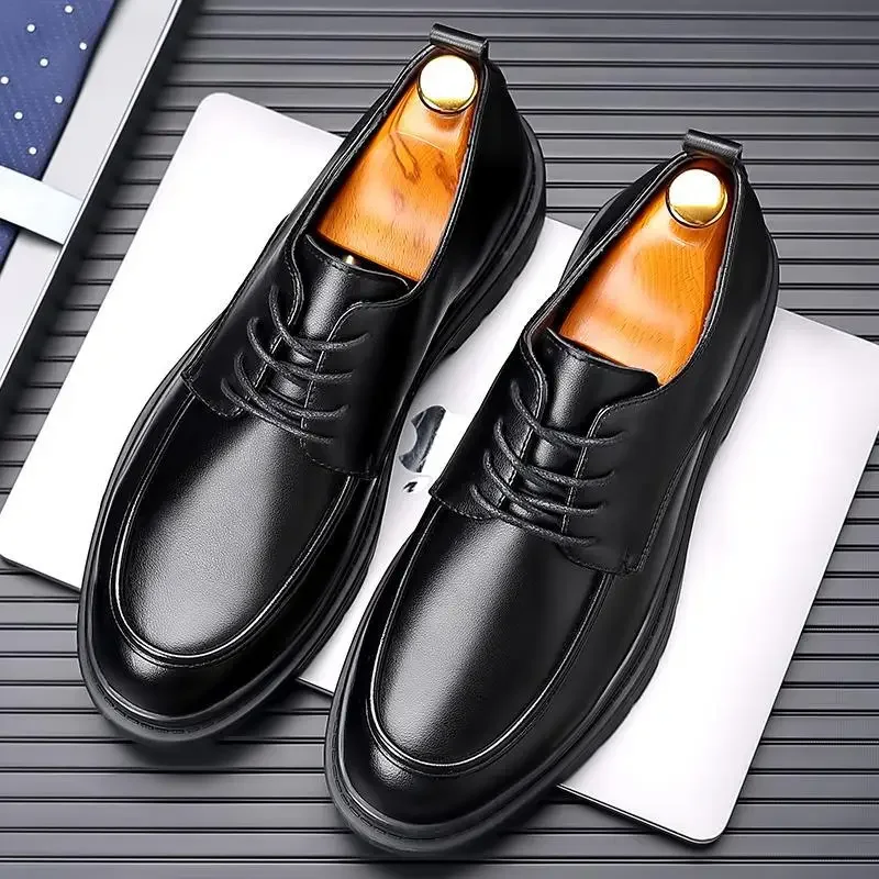 

Men's Genuine Leather High-Top Casual Japanese and Korean Streets Derby Men's Moccasins Elegant Men's Shoes