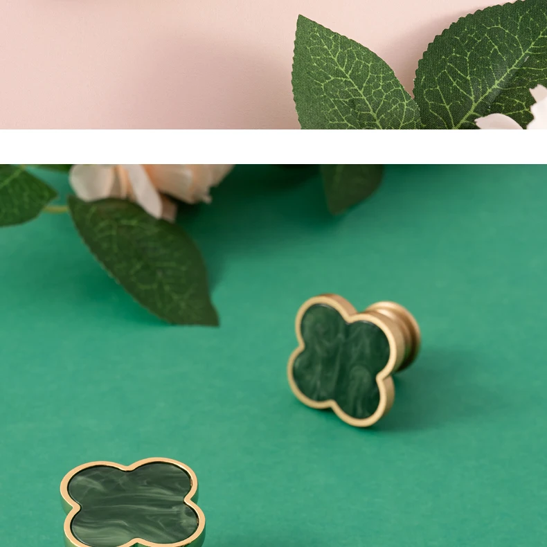 chrome brass cabinet knob decorative clover shape