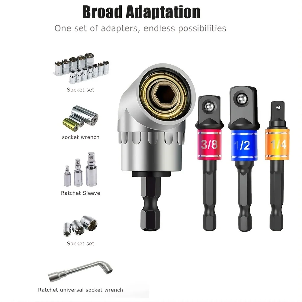 Impact Grade 105 Degree Angle Socket Adapter Power Hand Tool Part Driver Extension Set Screwdriver Holder Drill Nut Attachment socket adapter