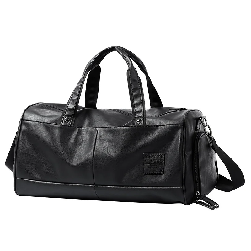 New Business Soft Leather Men's Travel Bag Large Capacity Duffel Bag Male Sports Fitness Gym Bag Texture Shoulder Crossbody Bag