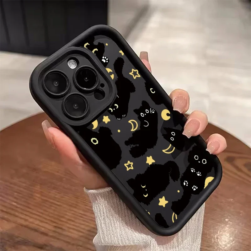 Luxury Black Cat Matte TPU Cool Cover - Cartoon Design Case