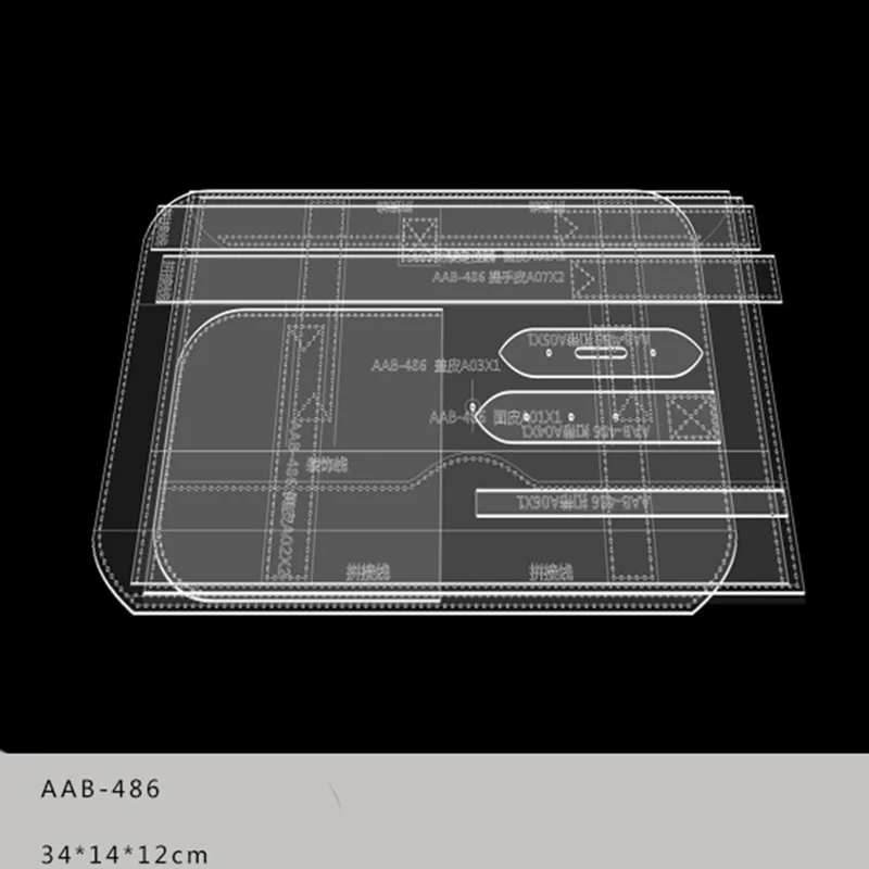 아크릴 수제 실린더 백 토트 템플릿, DIY 가죽 공예 드로잉 패턴, 재봉 패턴, 1 세트
