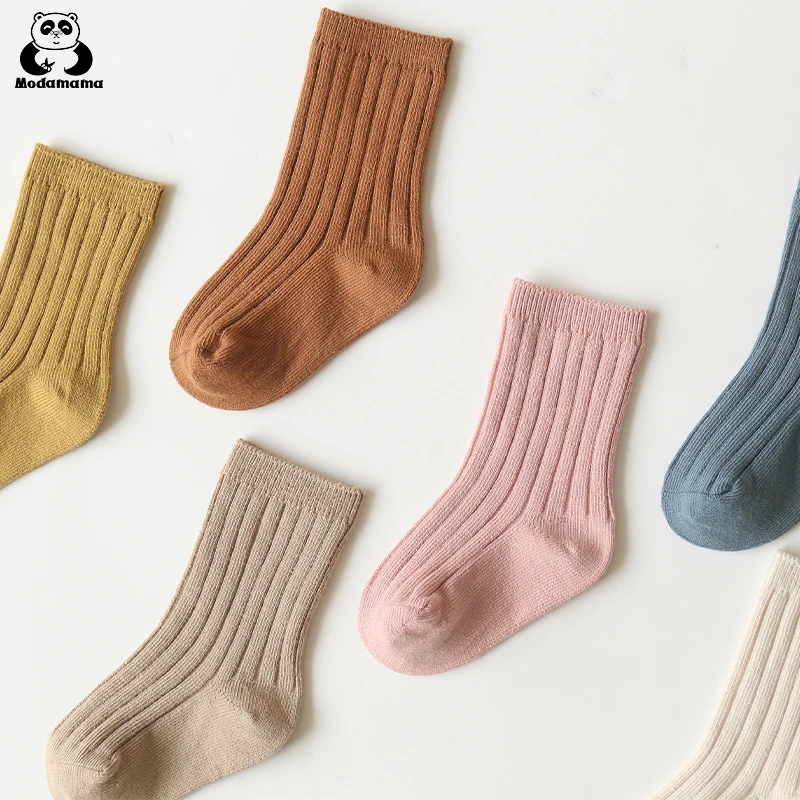 

Modamama Baby Socks Solid Color Organic Cotton Newborn Socks Soft Warm High Elastic Toddler Socks For babies