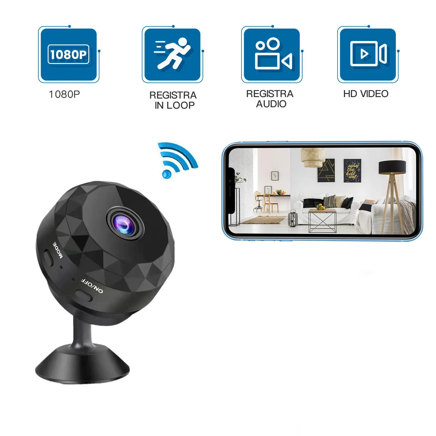 1PC Mini IP Camera 1080P HD Wireless Mini Camera Audio and Video Monitoring WiFi Camera for Home Pet Monitoring 2