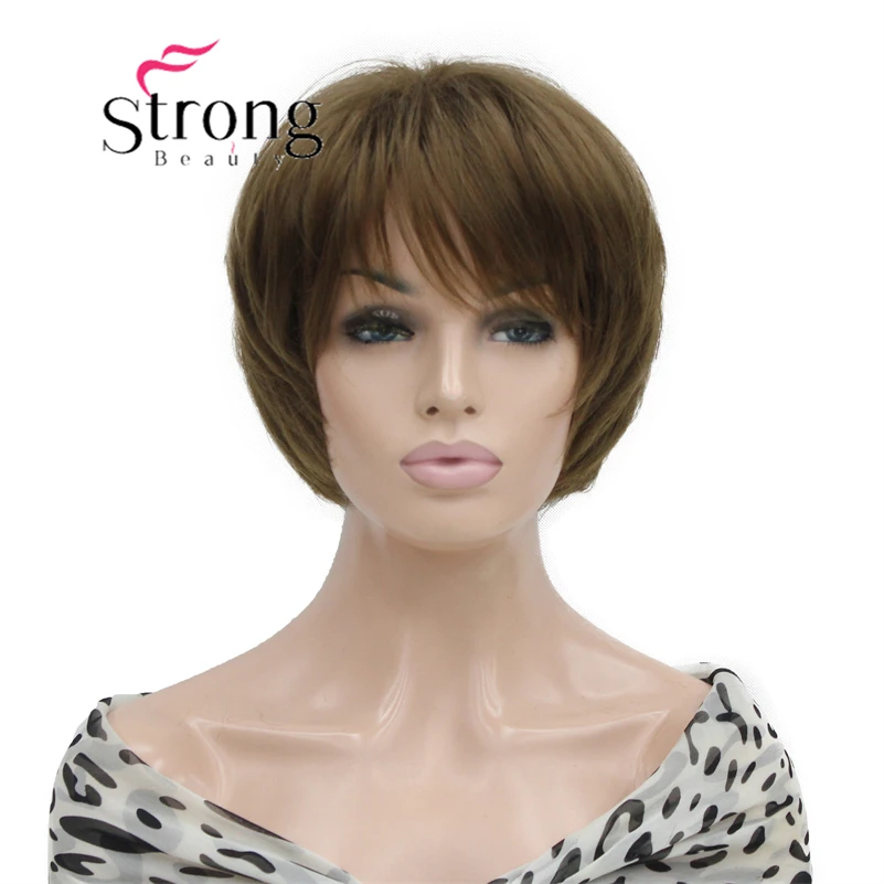 Strongbeauty-Short suave Shag Ombre loira Bob peruca