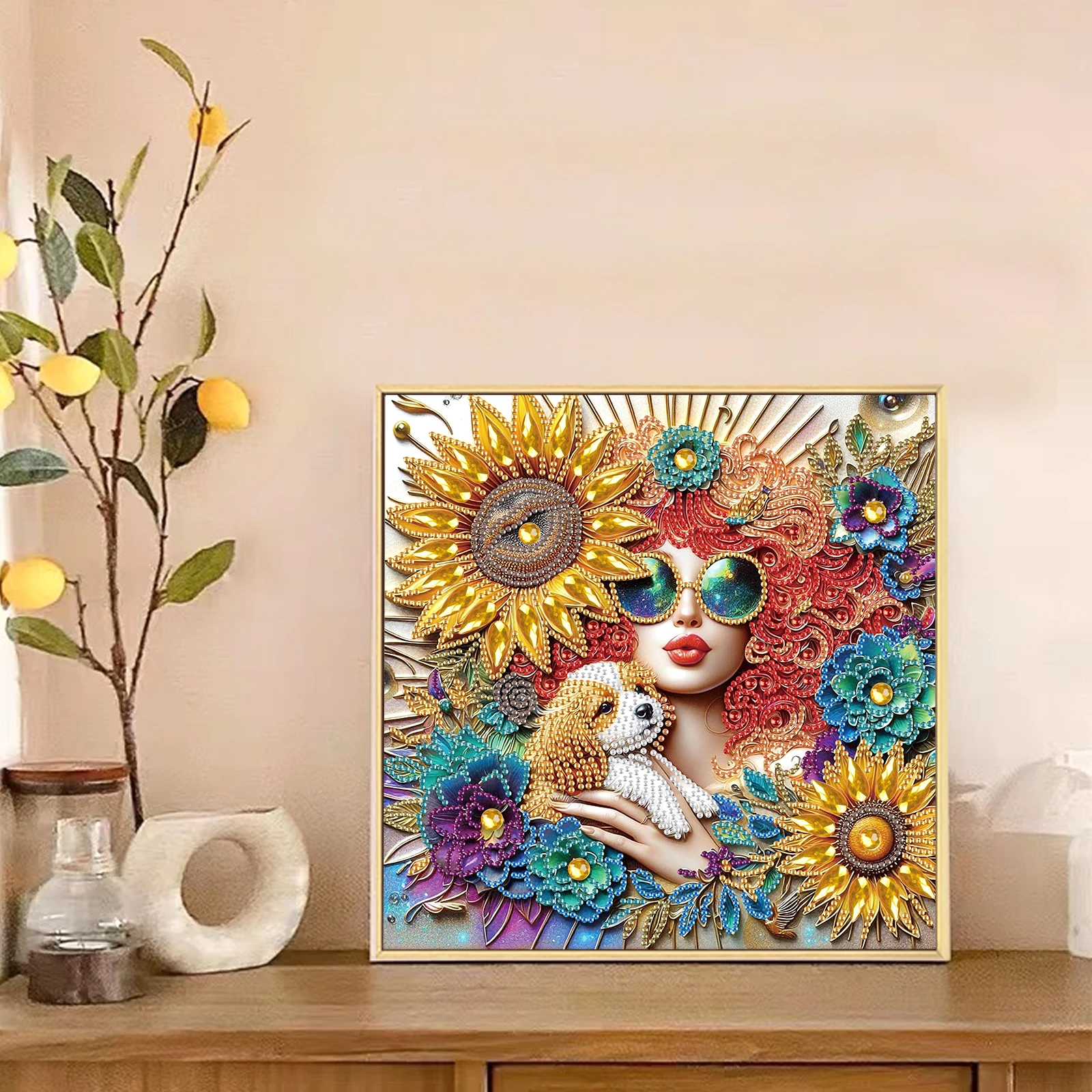 Diamond Painting Diamond Art Painting Kit Diamond Painting Set DIY Girl and Flowerrs 5D Special Shape Diamond Art Kits for Beginners Diamond Art Painting Kits for Home Wall Decoration Gift