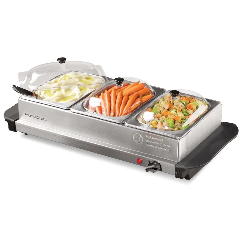 

3-Station 1.5-Quart Stainless Steel Buffet Server & Warming Tray