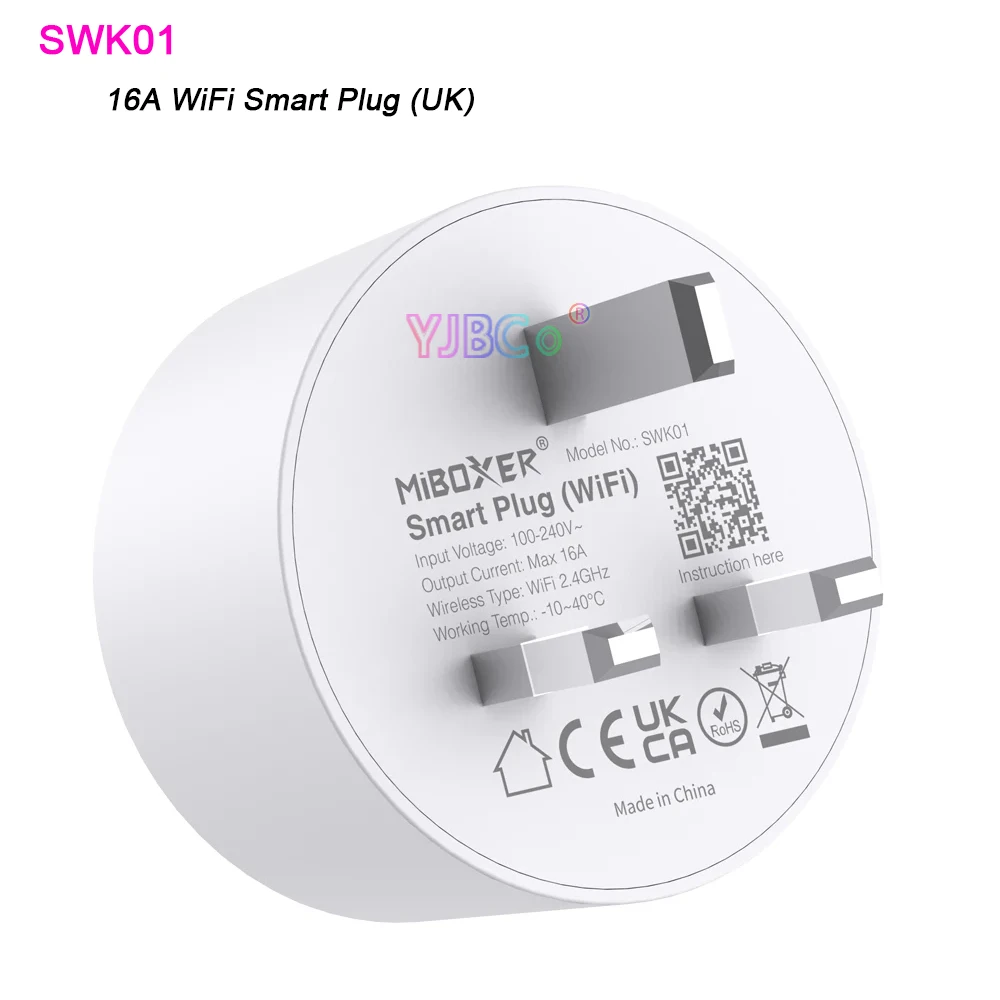 Miboxer 16A WiFi Smart Plug with Power Consumption Statistics (UK)/EU&FR) Tuya app Remote/voice control,Timing Child Lock Memory